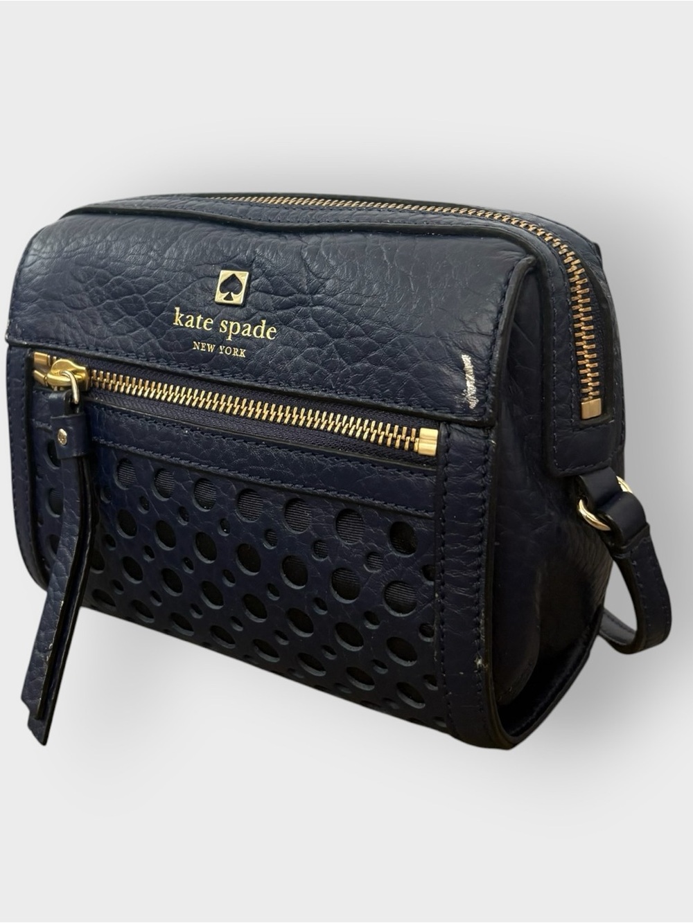 Kate Spade Navy Perri Lane Bubbles Looloo Pebbled Leather Crossbody Bag